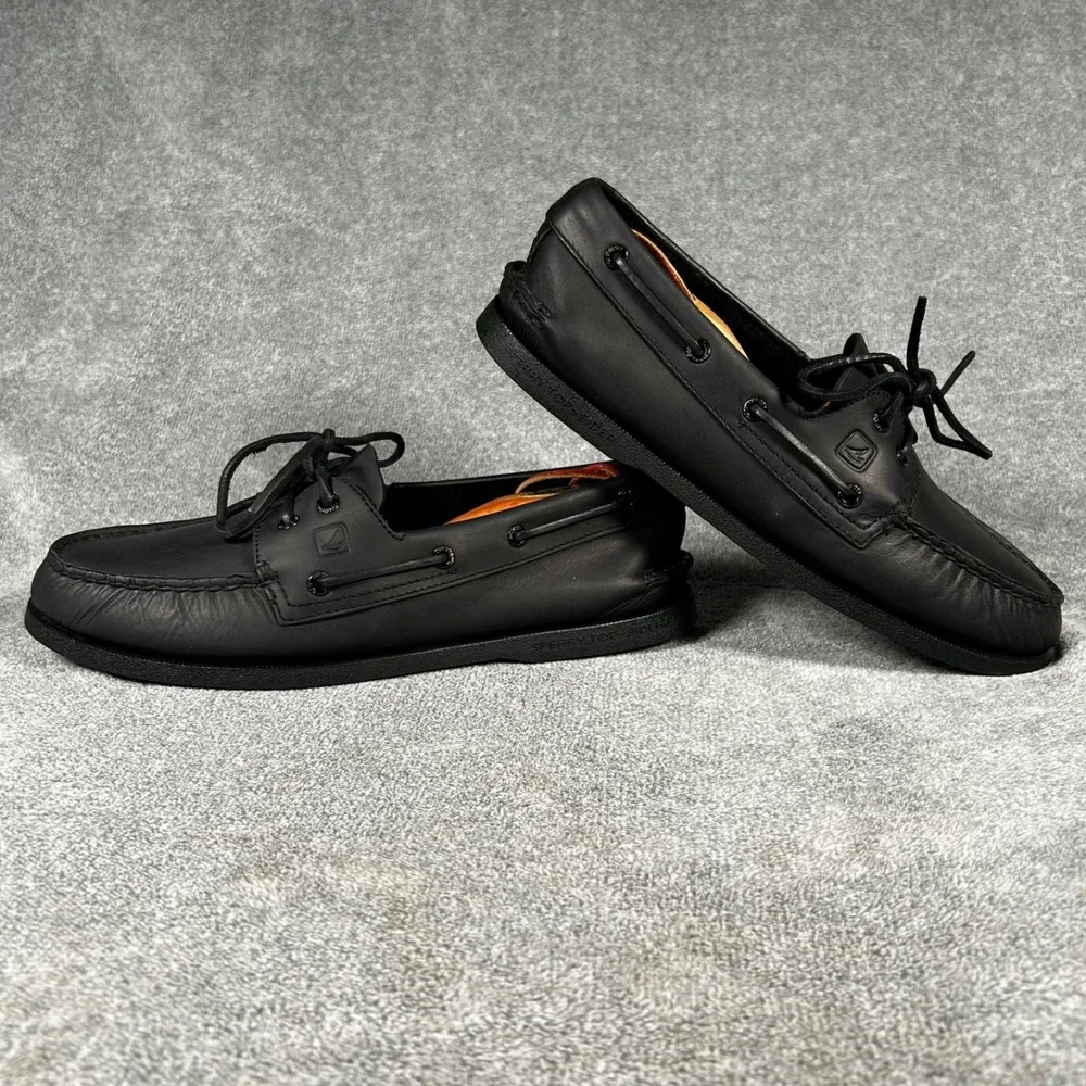 Sperry Top-Sider Boat Shoes Black Authentic Original Mens 10.5 M Leather 0836981